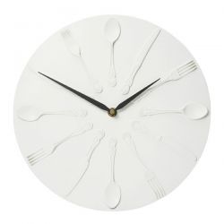 reloj de pared crema diseño cubiertos
