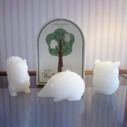 conjunto de 3 velas de animais da floresta