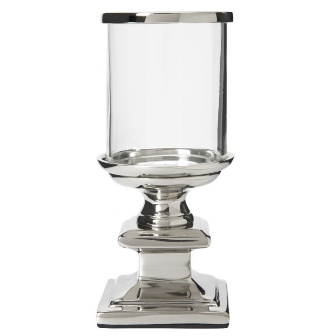 candelabro pequeño en plata y cristal de diseño