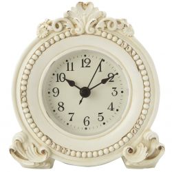 Reloj de mesilla con decoración, Crema