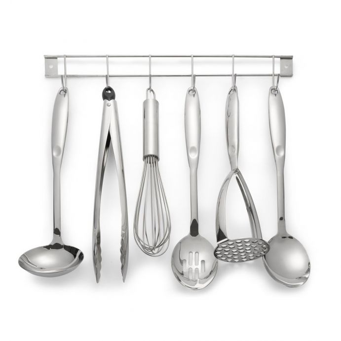 utensilios de cocina con soporte en acero inox