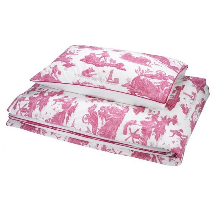 Funda de almohada toile rosa cereza