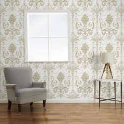 papel pintado diseño clásico Josette oro, Laura Ashley